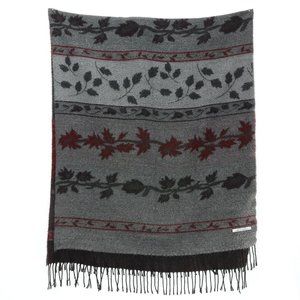 BLOOMINGDALES long Scarf /Shawl/Throw • Made Italy • Black Gray Burgundy • 29x69